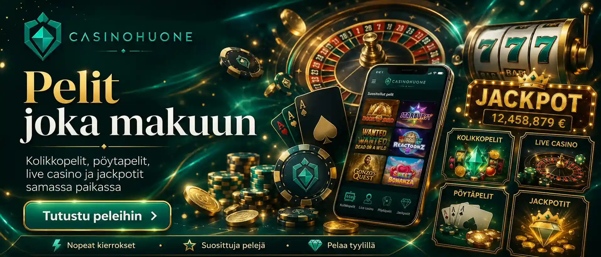Pelit Joka Makuun Kolikkopelit, pöytäpelit ja jackpotit samassa paikassa